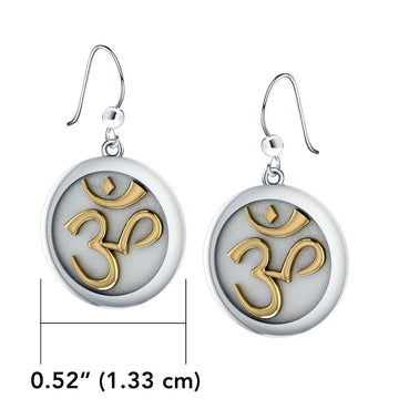 Om Silver and Gold Accent Earrings TEV1052 - Jewelry